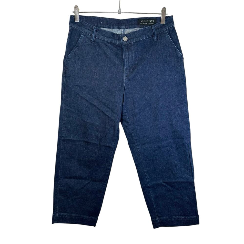 All Saints Womens Callie Denim Culotte Wide Leg Jeans Dark Wash 28 Grunge Edgy